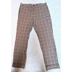 J. Jill Premium Bi Stretch Womens Brown Pink Plaid Cropped Trousers Pants Size 6